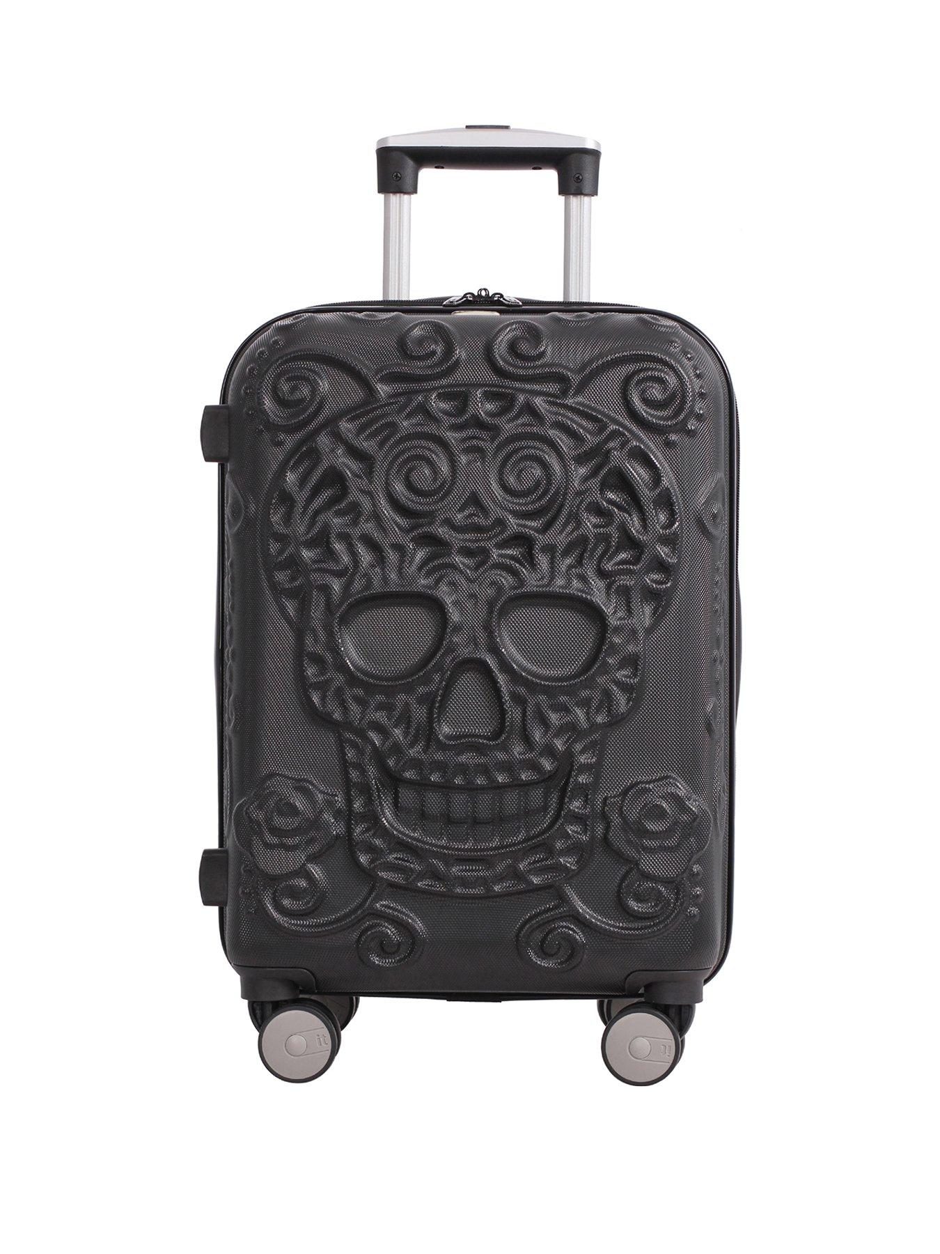 luggage with skulls