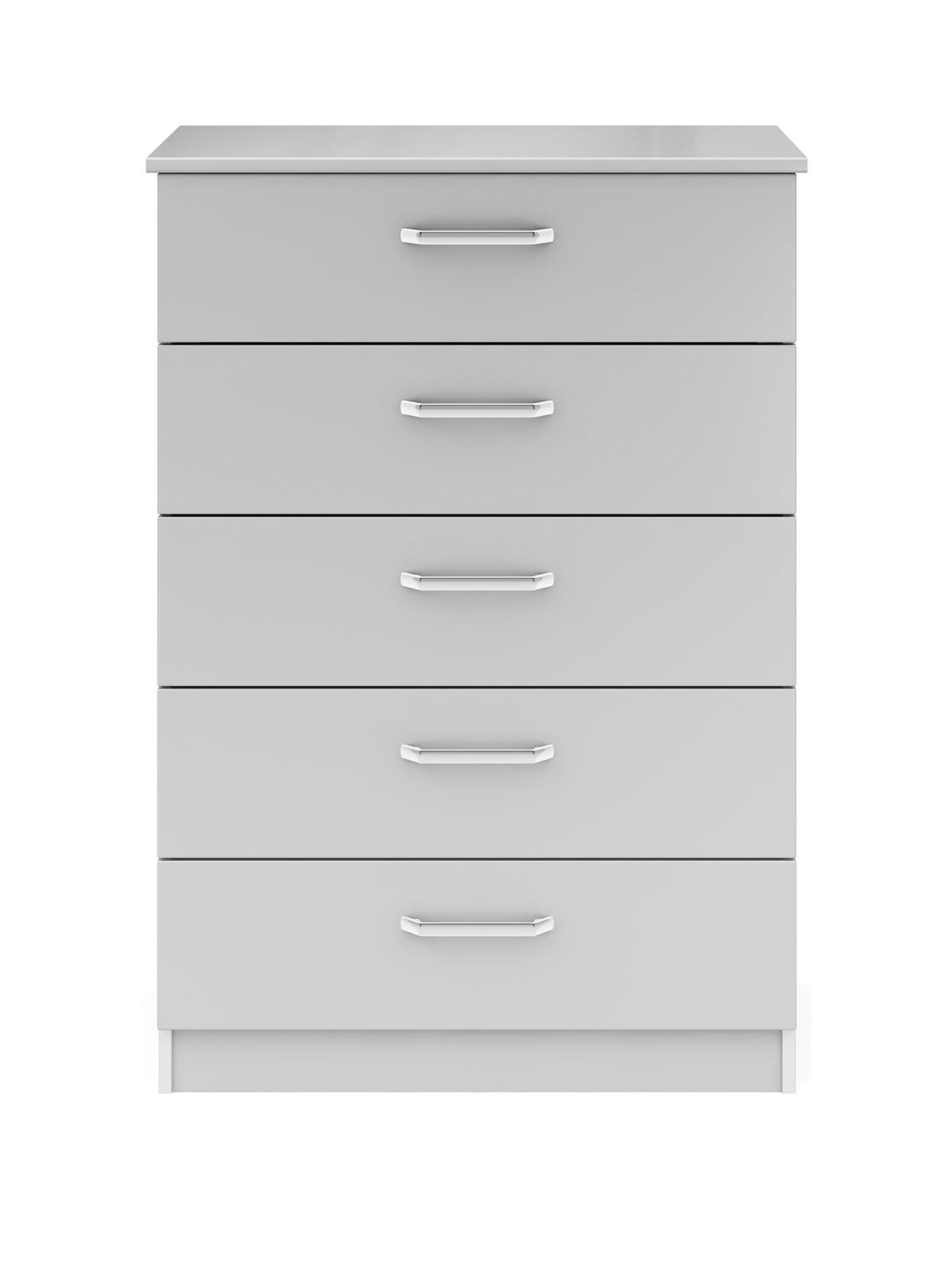 Sanford Ready Assembled High Gloss 5 Drawer Chest