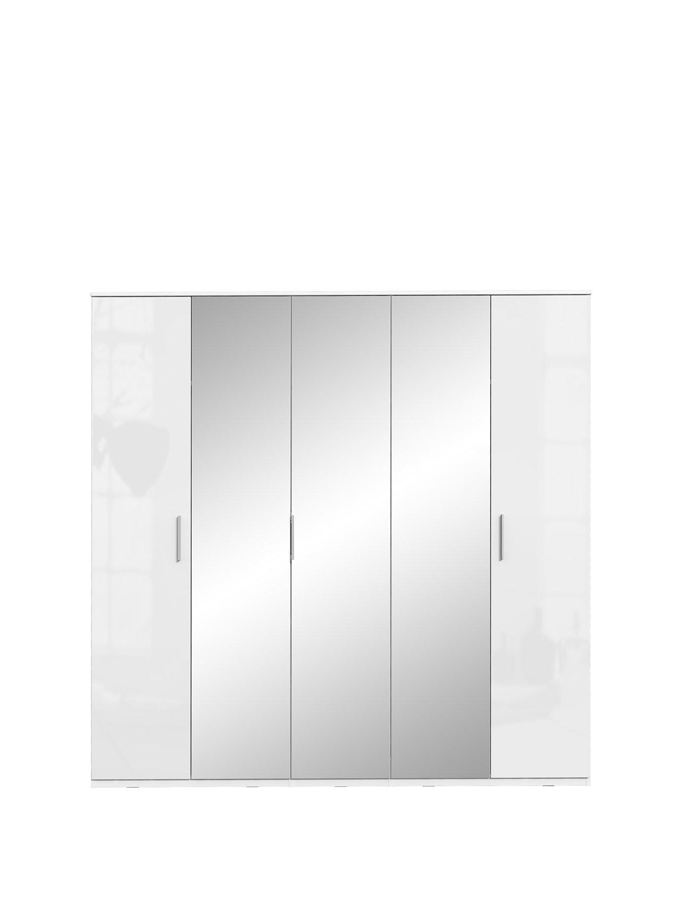 Westbury High Gloss 5 Door Mirrored Wardrobe Littlewoodsireland Ie