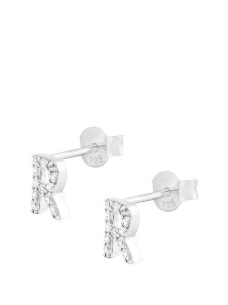 the-love-silver-collection-sterling-silver-cubic-zirconia-initial-stud-earrings