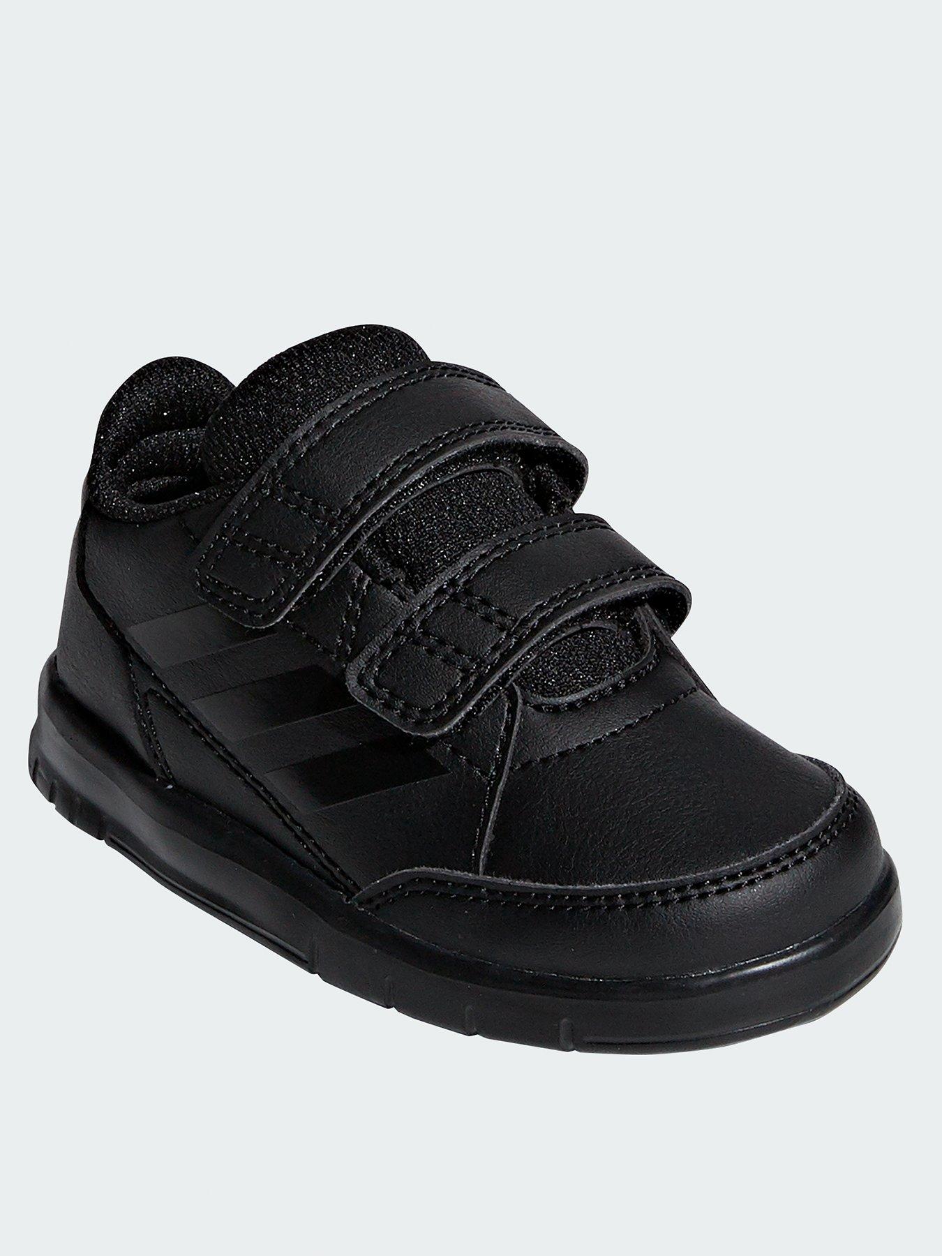 infant black leather trainers