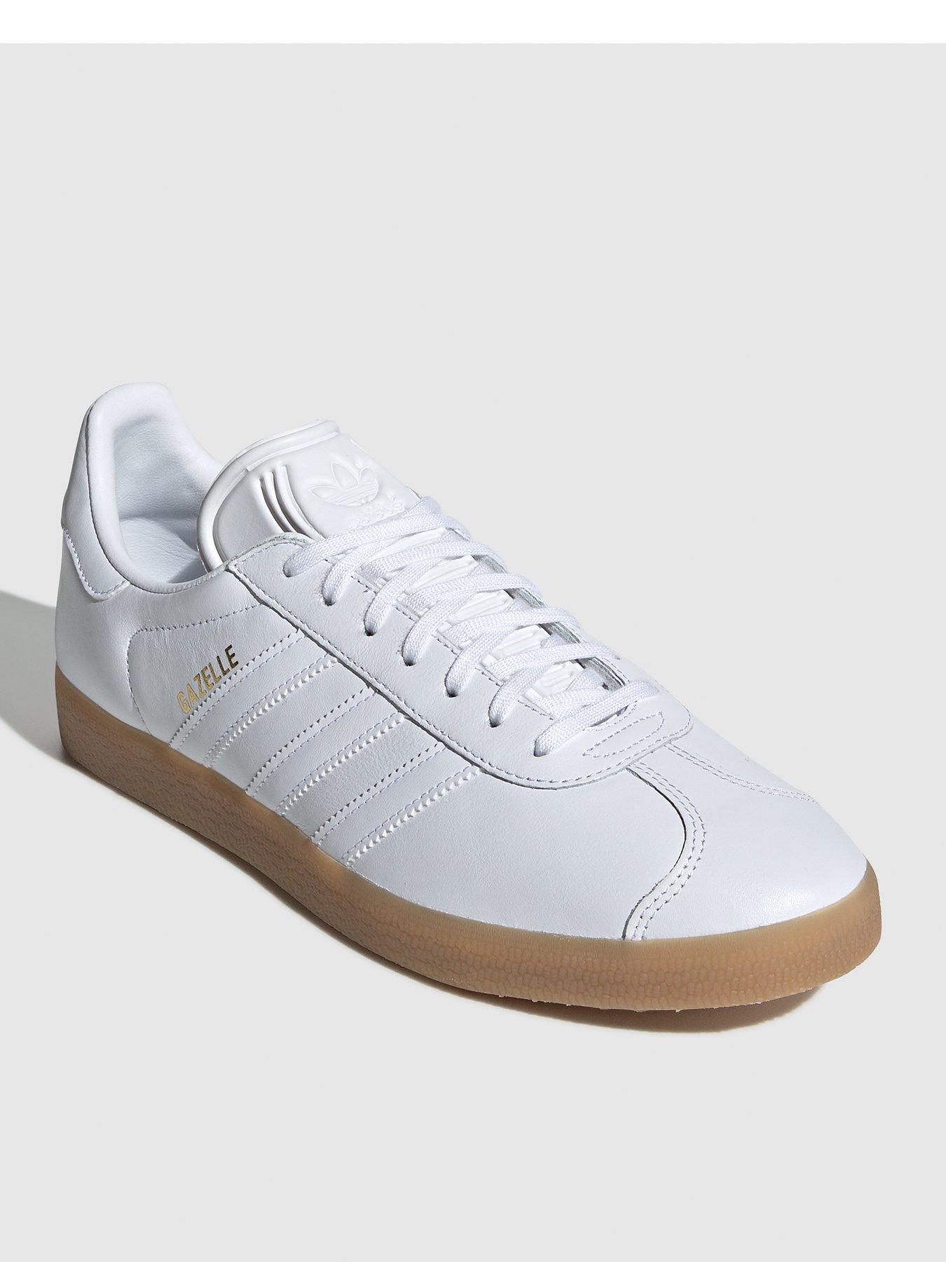 white leather adidas gazelle