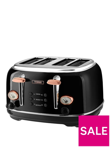 prod1088105339: Bottega 4-Slice Toaster - Black/Rose Gold