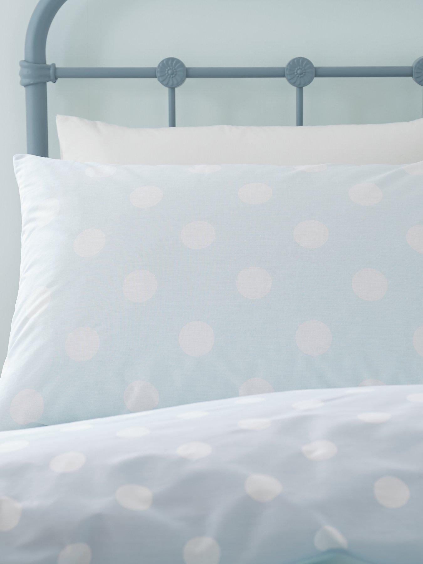 Catherine Lansfield Reversible Duck Egg Blue White Polka Dot