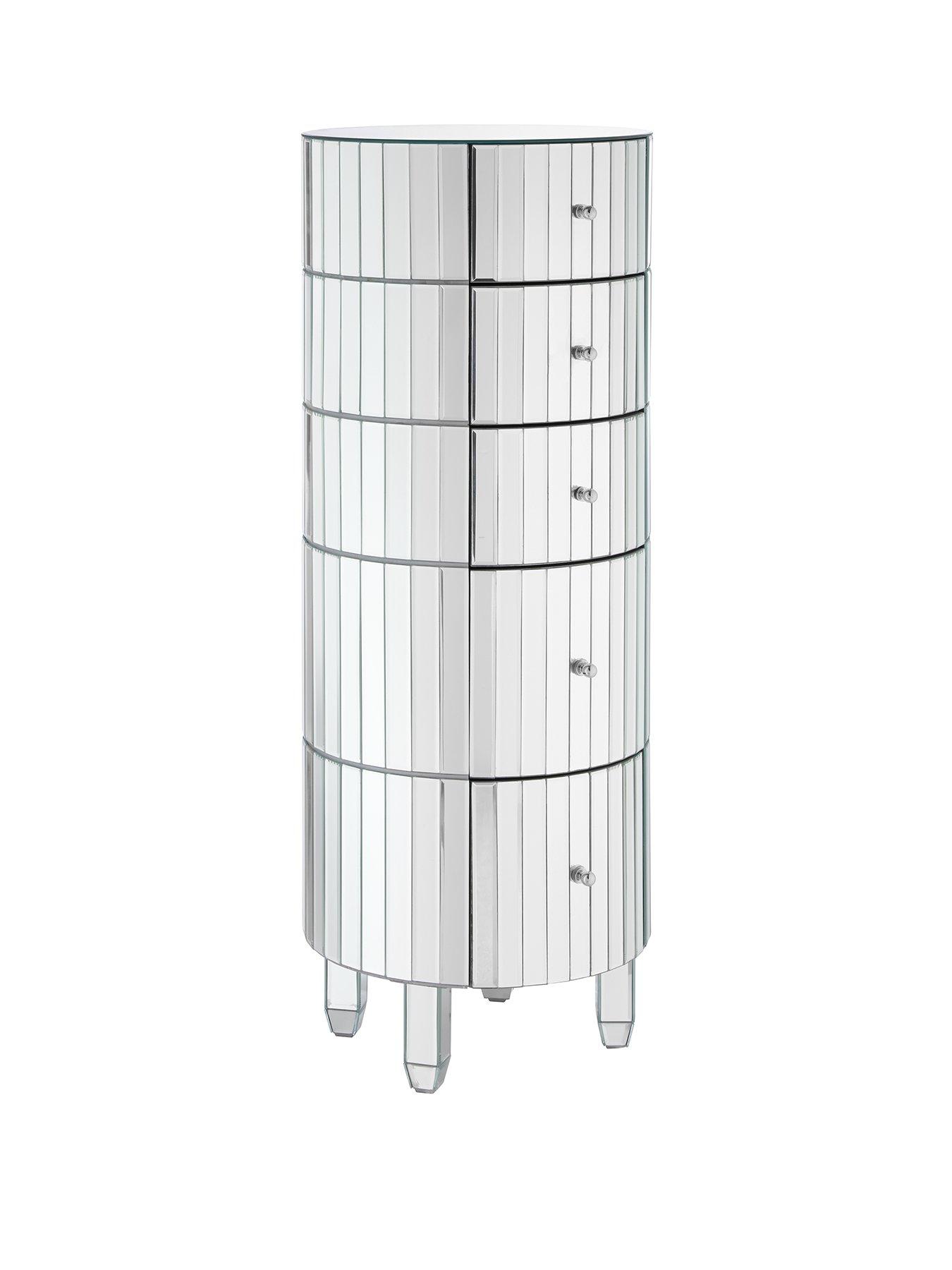 Phoebe Round 5 Drawer Mirrored Chest Littlewoodsireland Ie