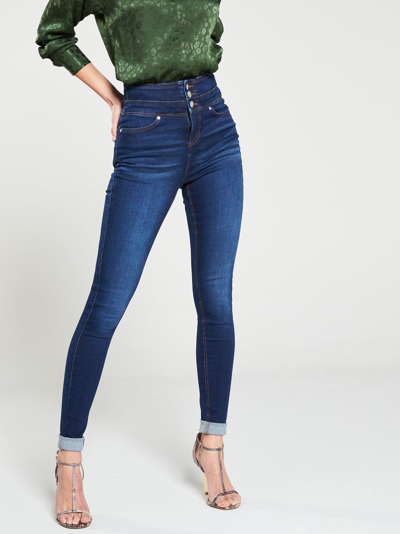 high waisted dark wash jeans