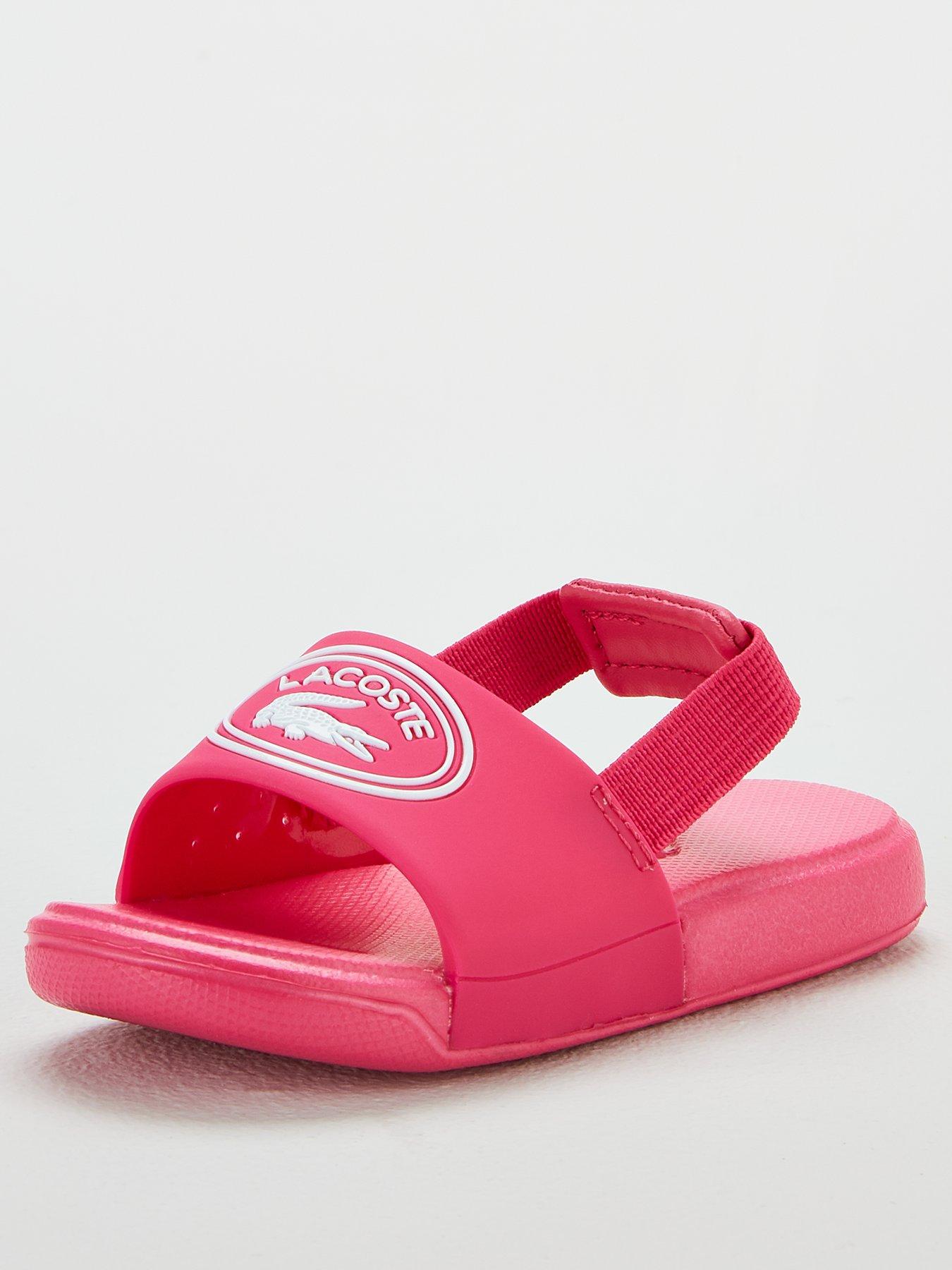 pink lacoste sliders