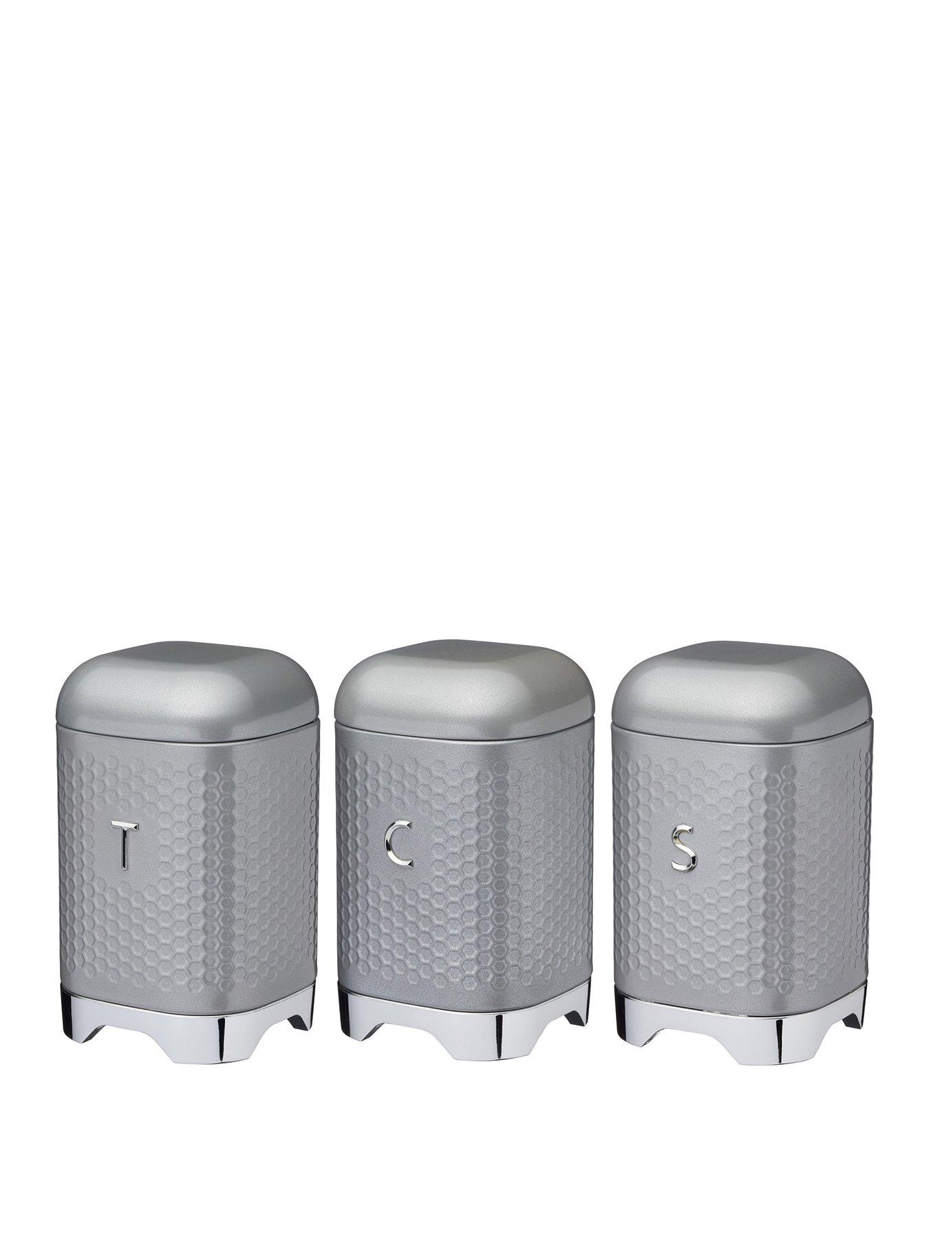 grey tea coffee sugar canisters