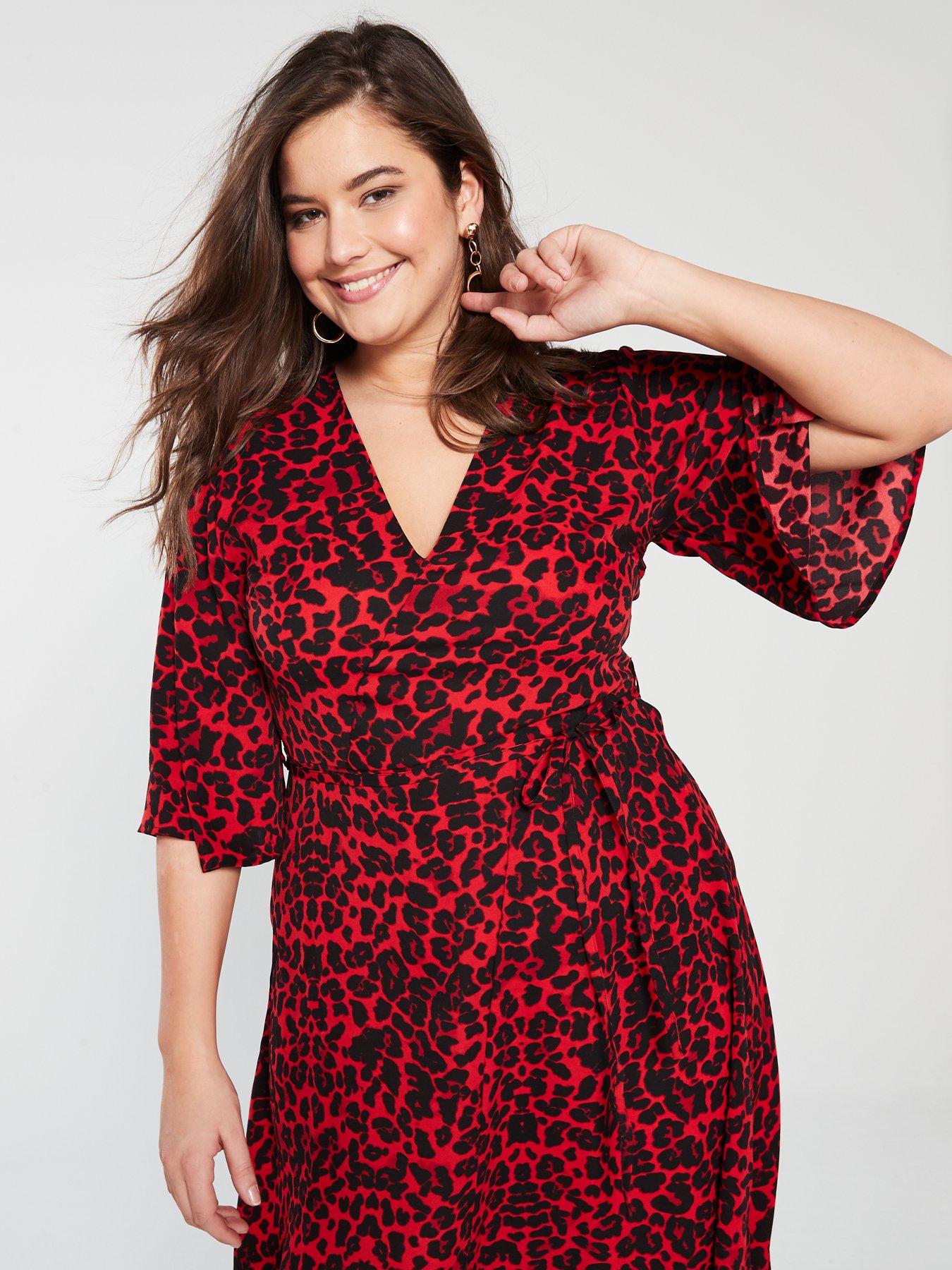 ax paris red animal print dress