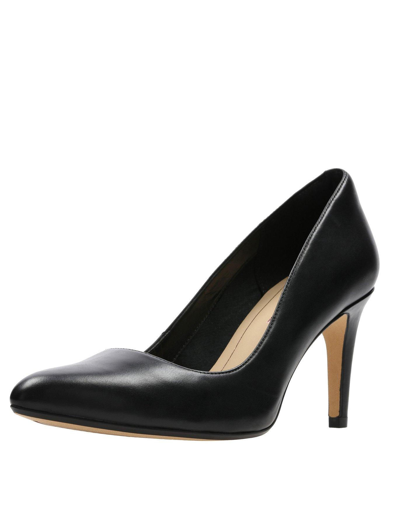 clarks black court shoes