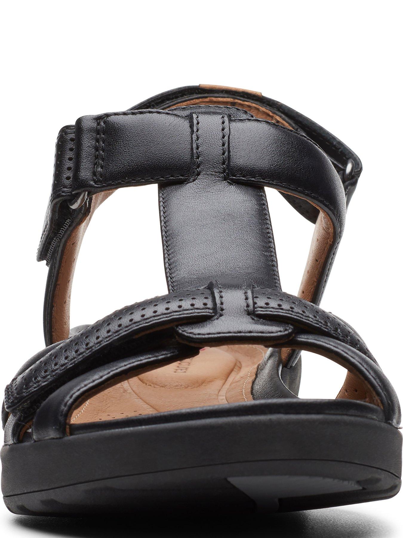 clarks black sandals wide fit