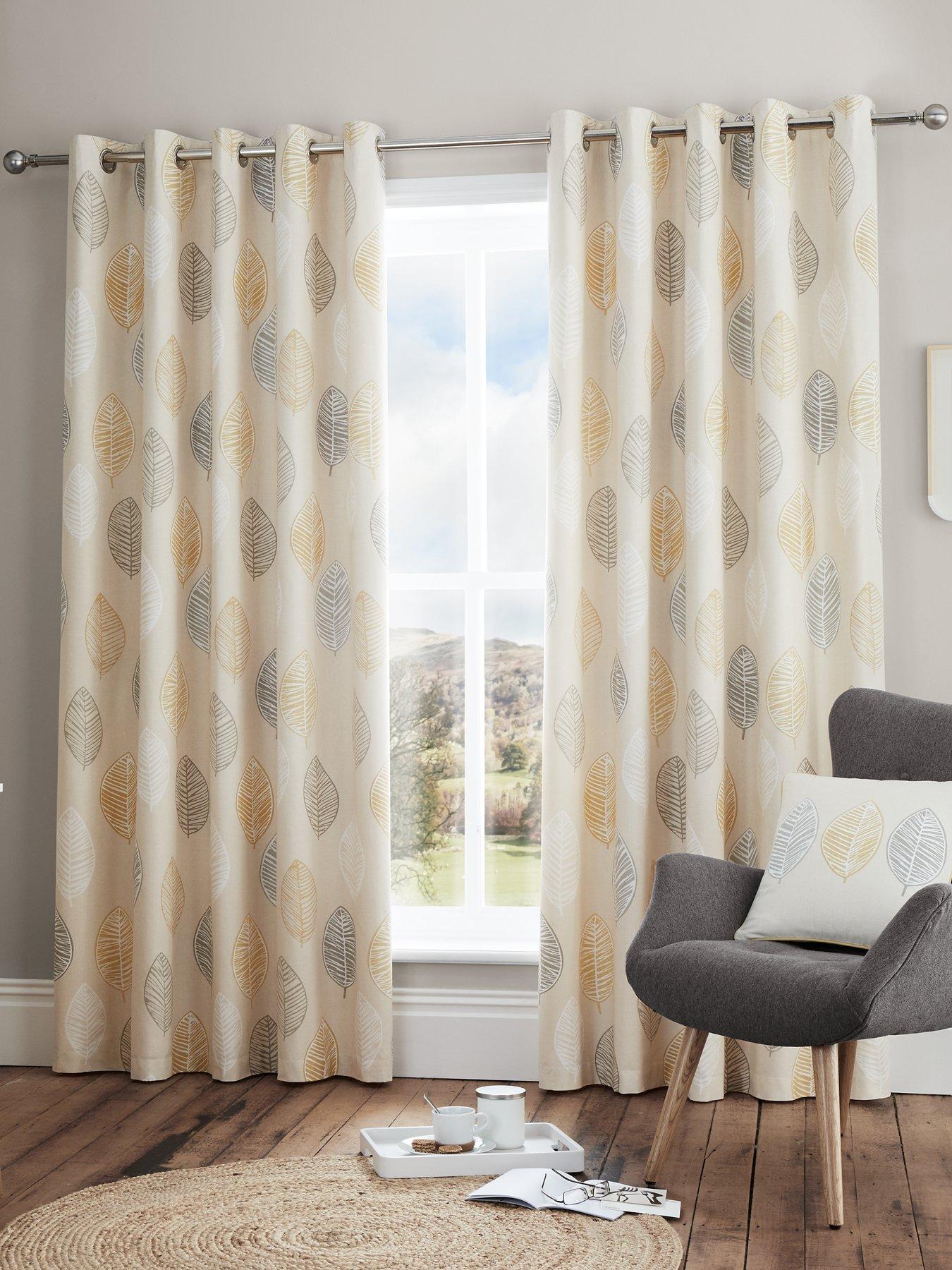 Scandi Leaf Lined Eyelet Curtains Littlewoodsireland Ie