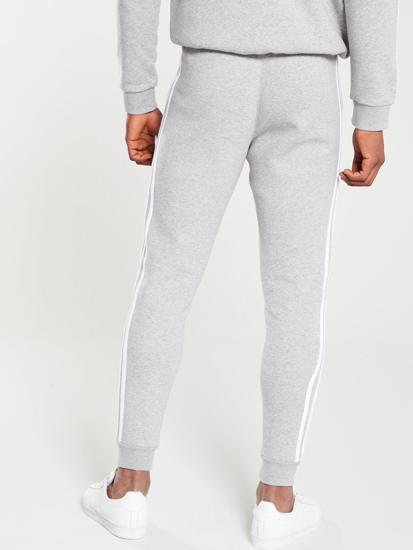 adidas originals joggers in grey with 3 stripes