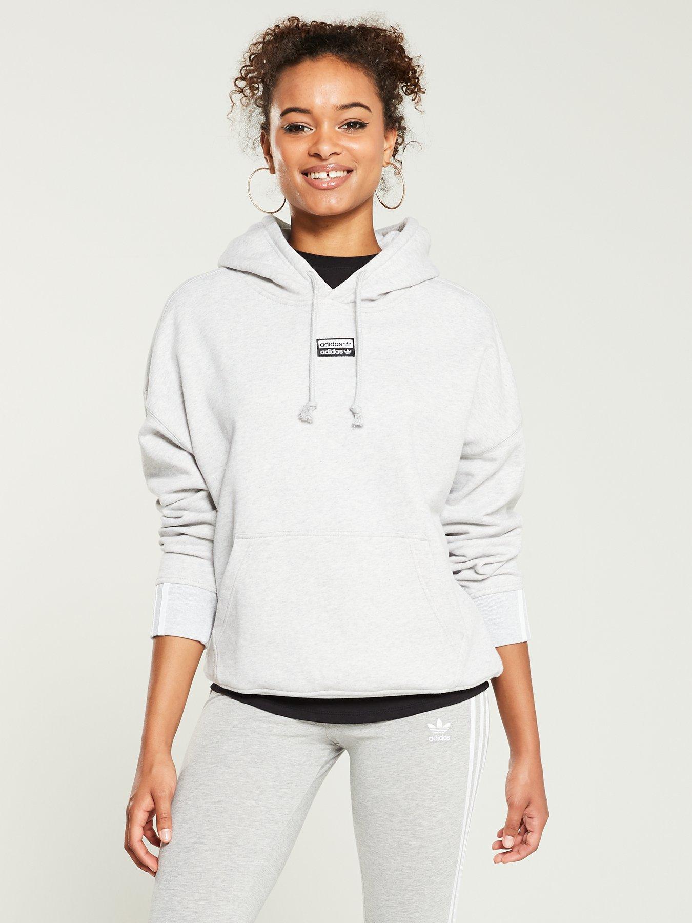 adidas originals ryv longline hoodie in grey