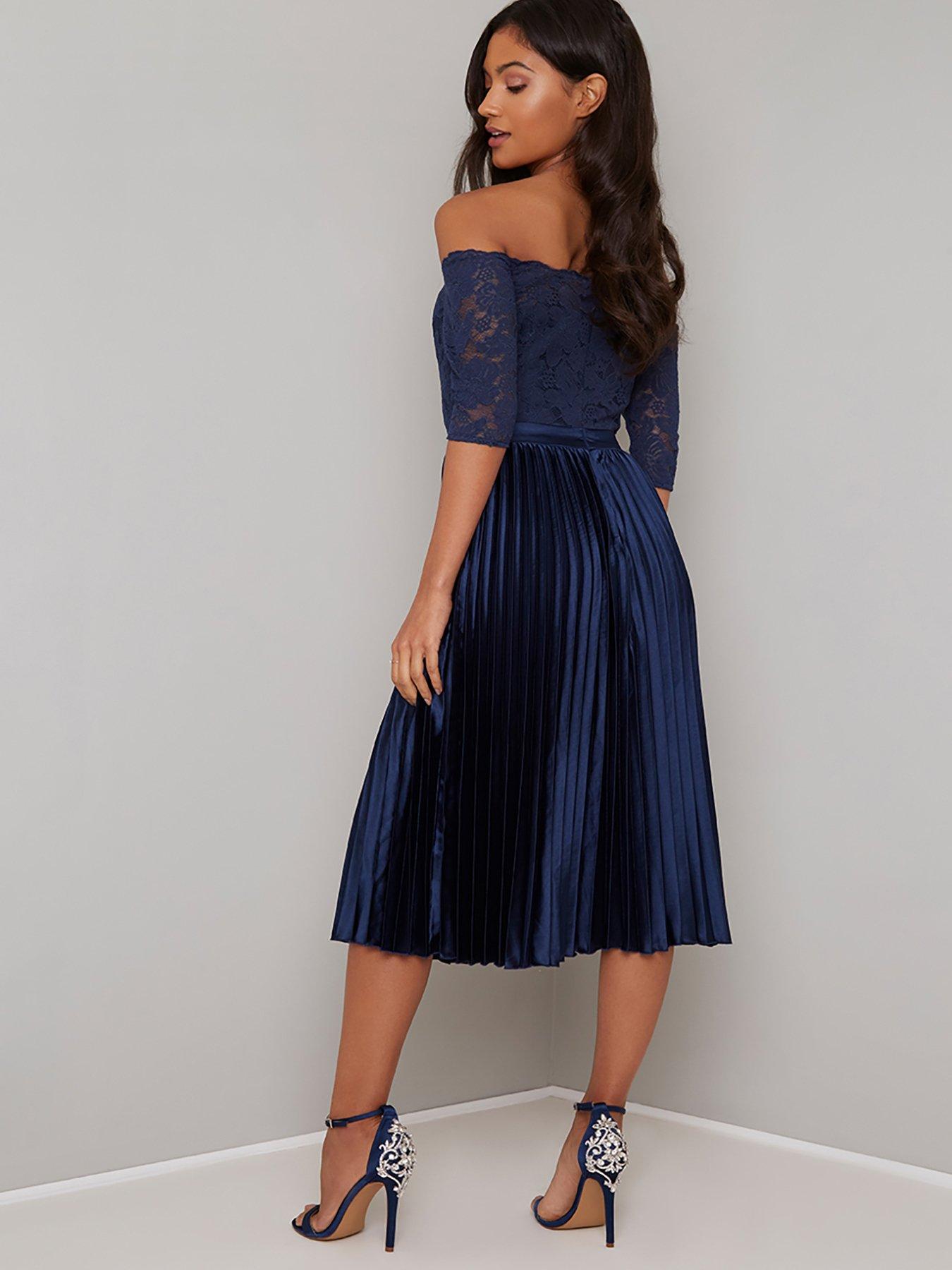 chi chi london lace top midi dress with pleated skirt