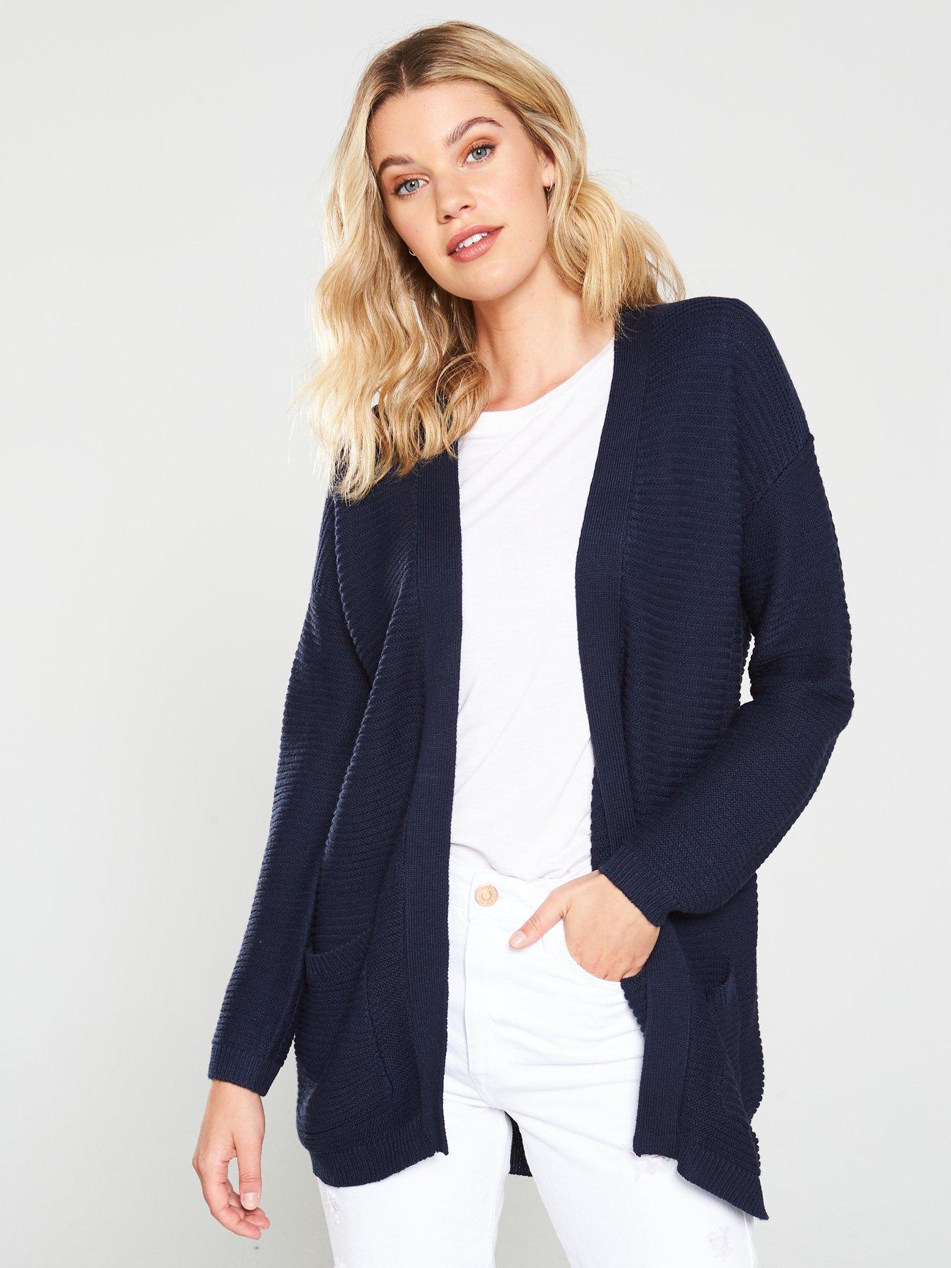 V By Very Ottoman Rib Pocket Cardigan Navy Littlewoodsireland Ie