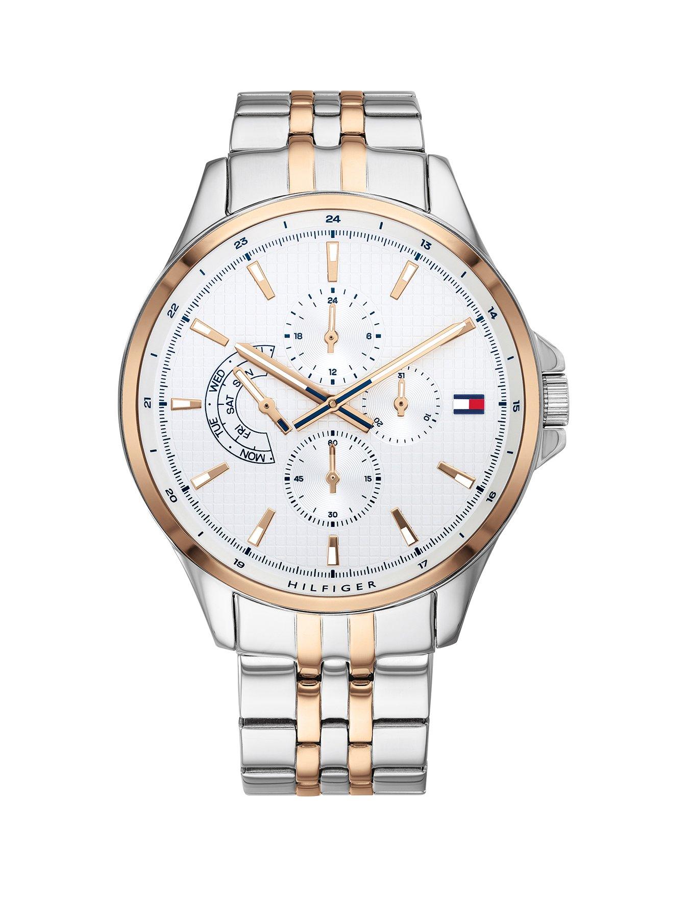 tommy hilfiger gold and silver watch