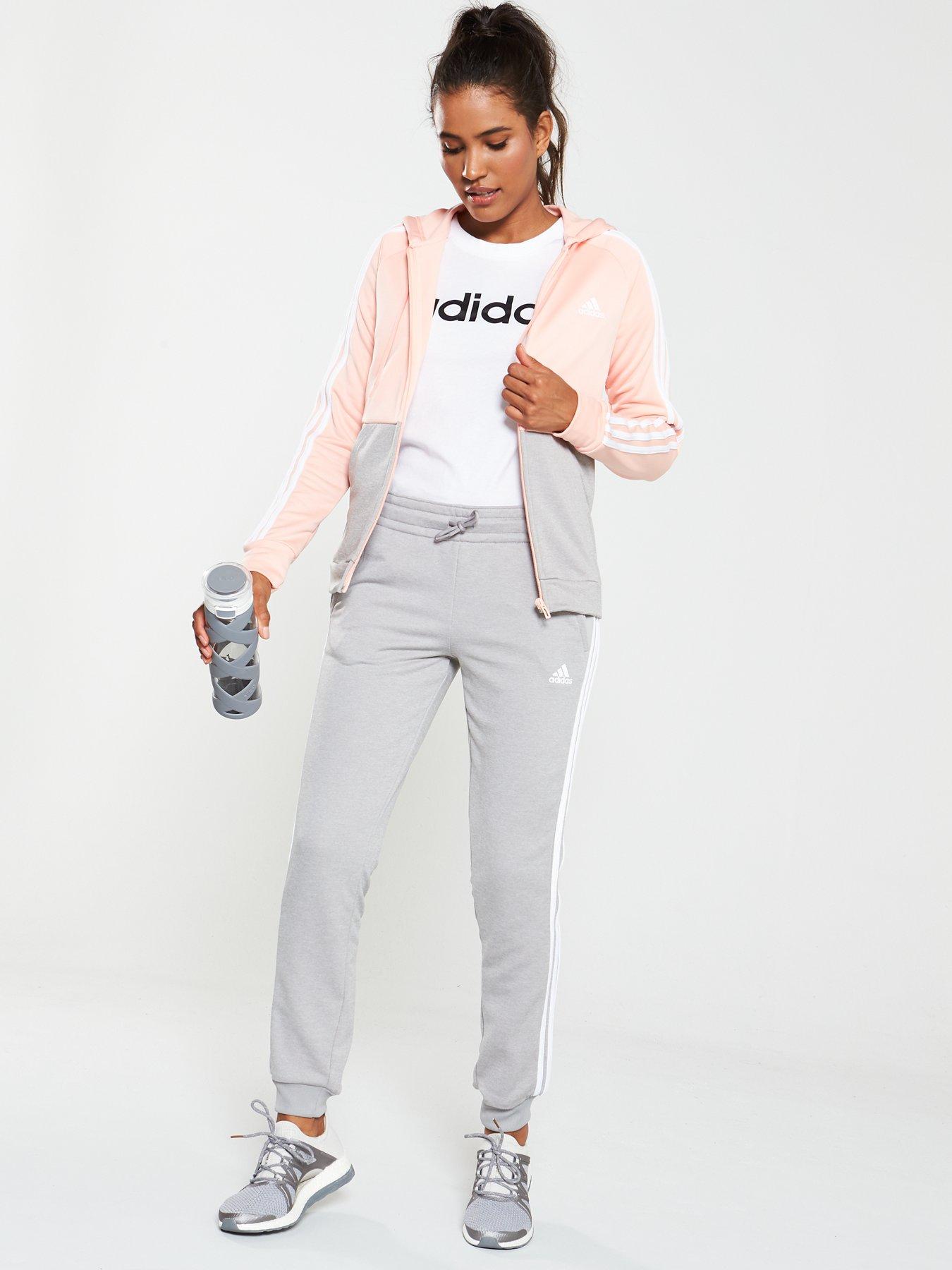grey pink adidas tracksuit