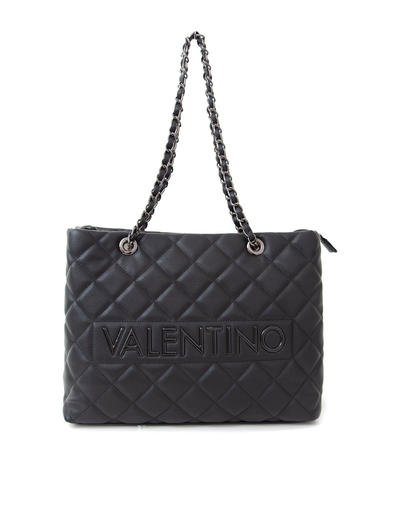 valentino by mario valentino grey quilted chain strap tote bag