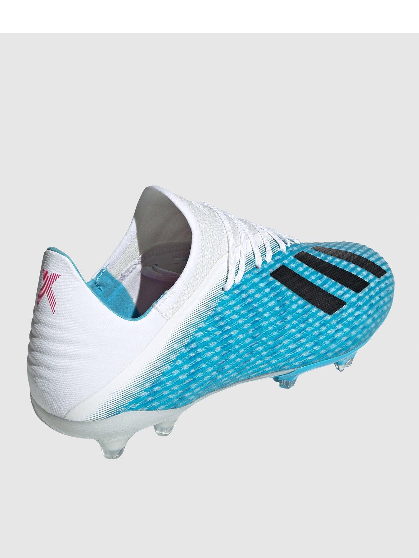 blue and white adidas football boots