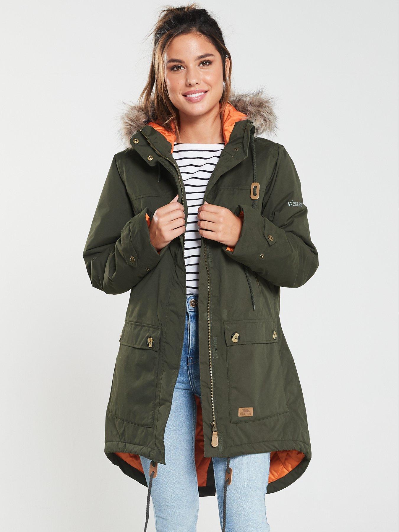 trespass nadina faux fur trim parka