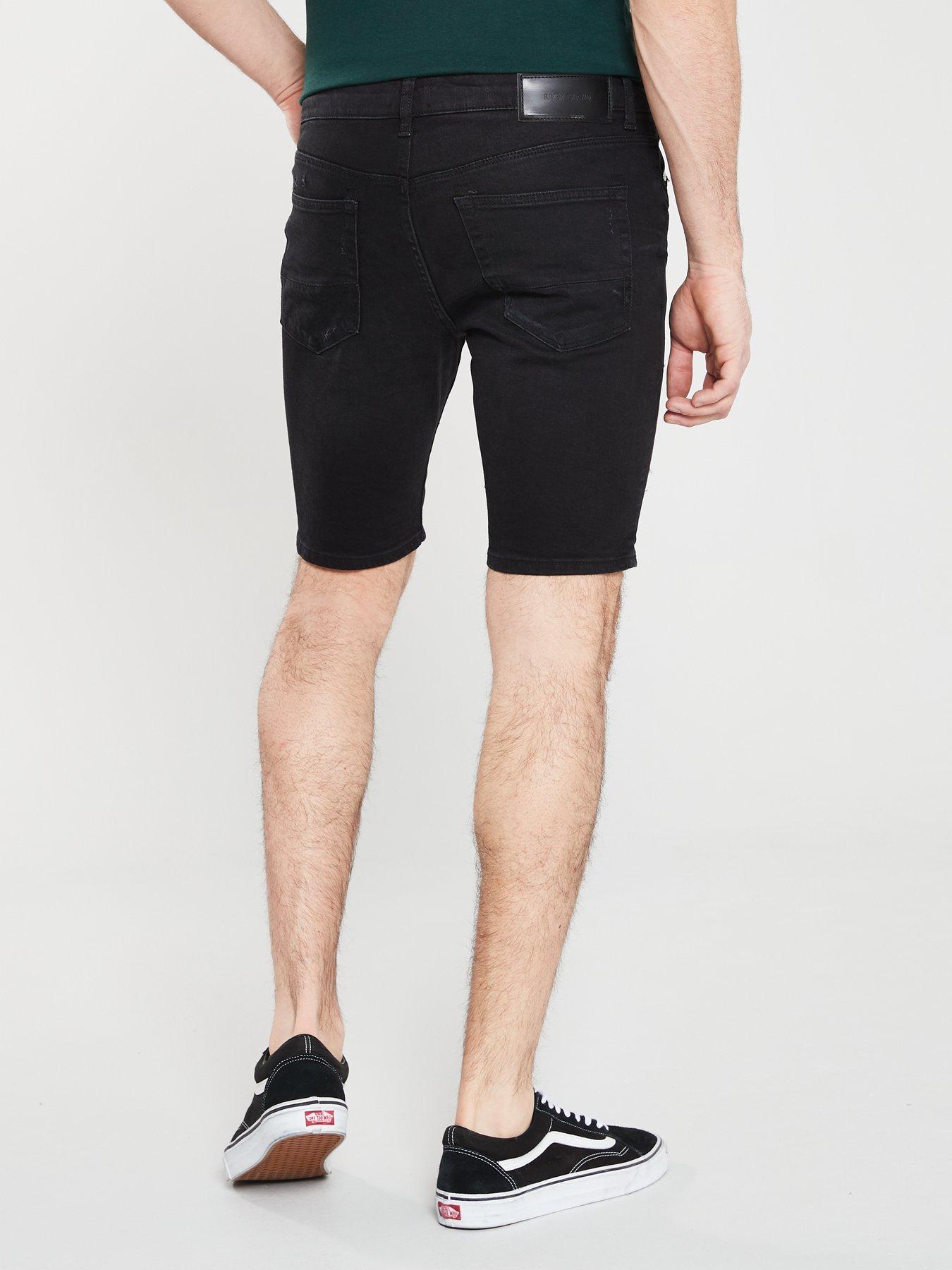 black ripped skinny shorts