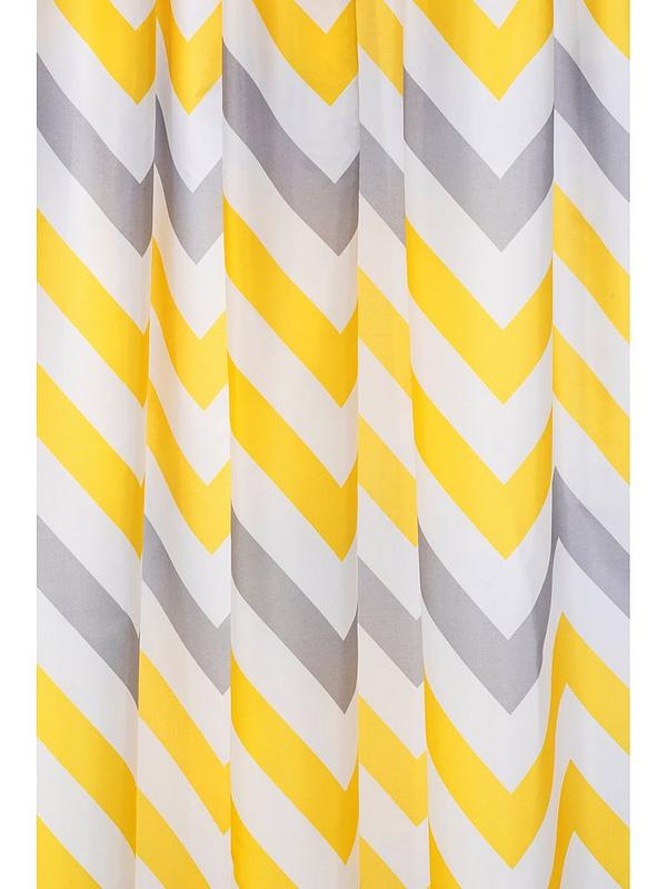 Croydex Chevron Textile Shower Curtain, Yellow And White Chevron Curtains