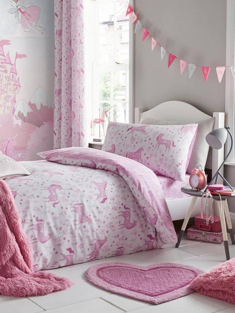 catherine-lansfield-folk-unicorn-toddlernbspduvet-cover-set-pink