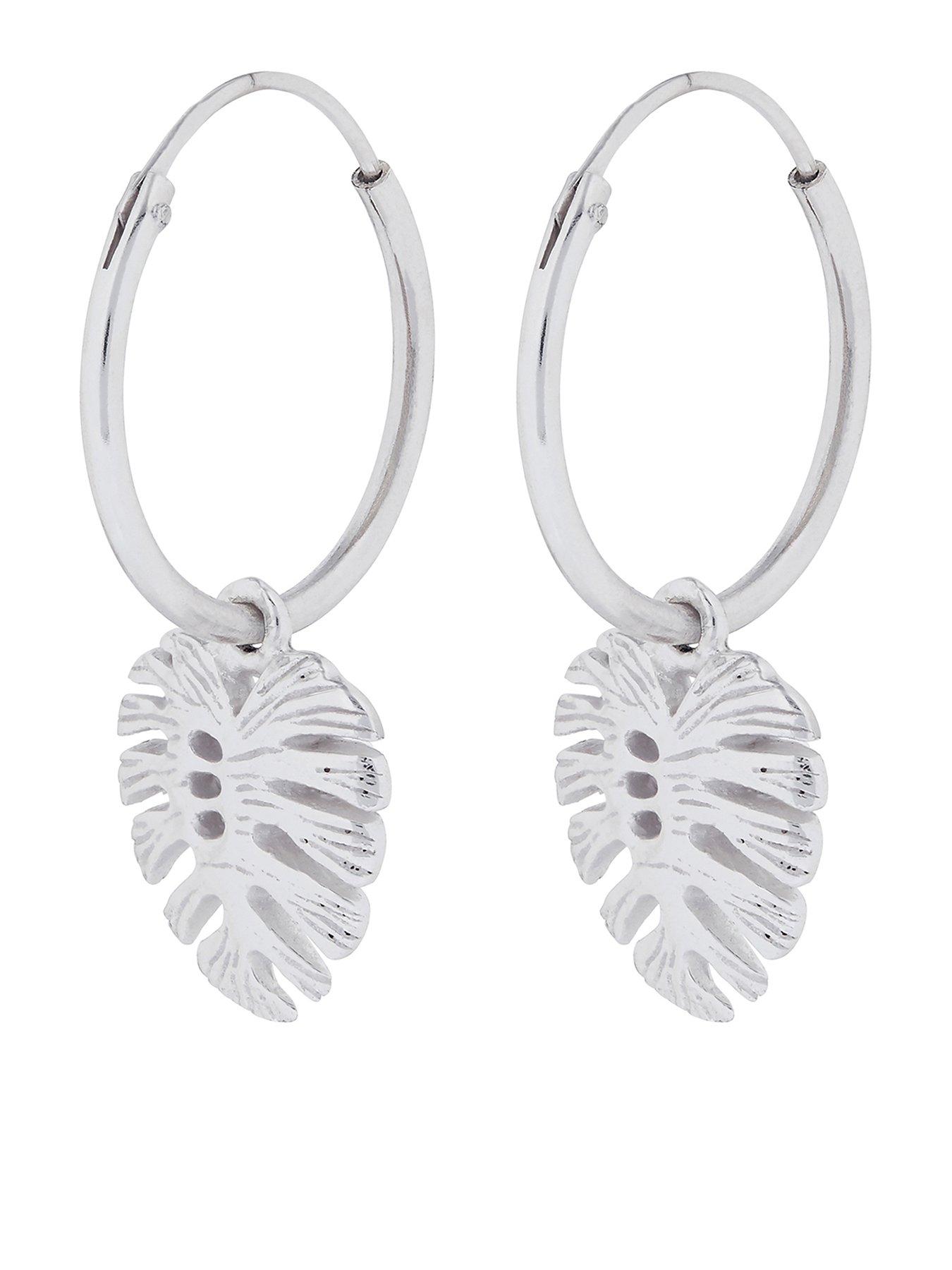 Accessorize Monstera Charm Hoop Earrings Silver - earring hoops roblox