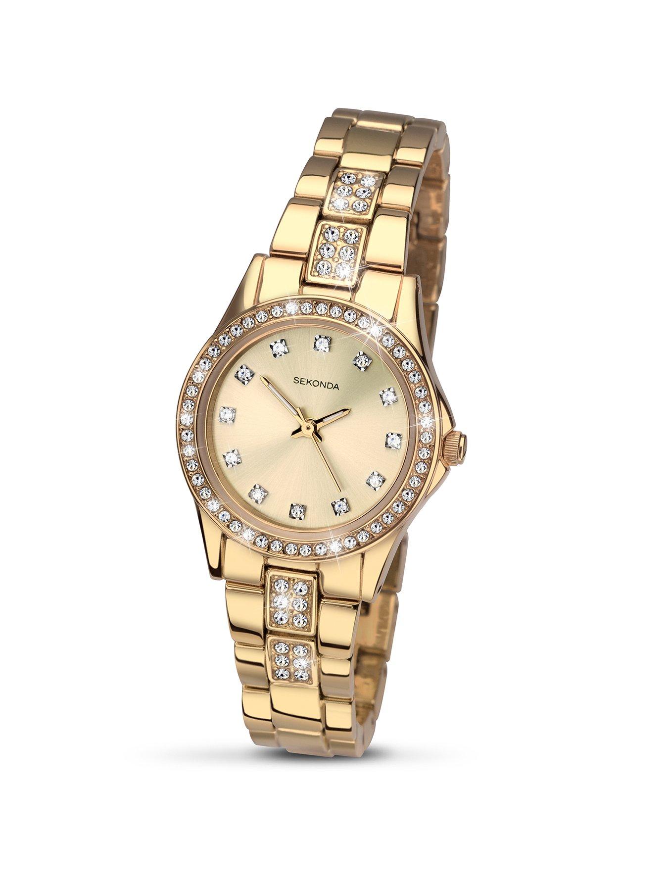 Sekonda Sekonda Gold Crystal Set Dial Gold Stainless Steel Crystal Set Bracelet Ladies Watch Littlewoodsireland Ie
