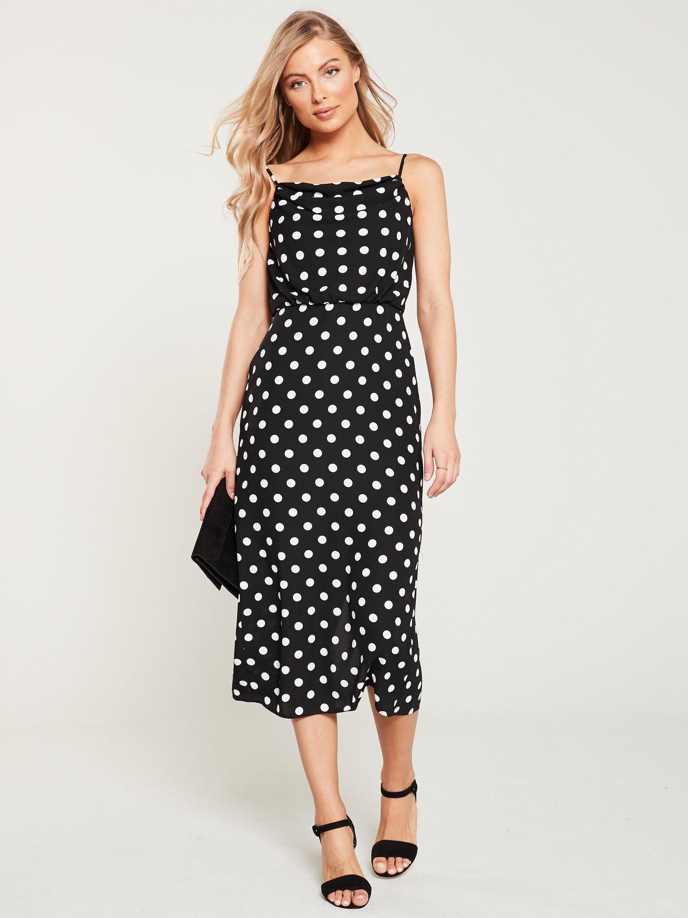 oasis spot cowl neck midi dress