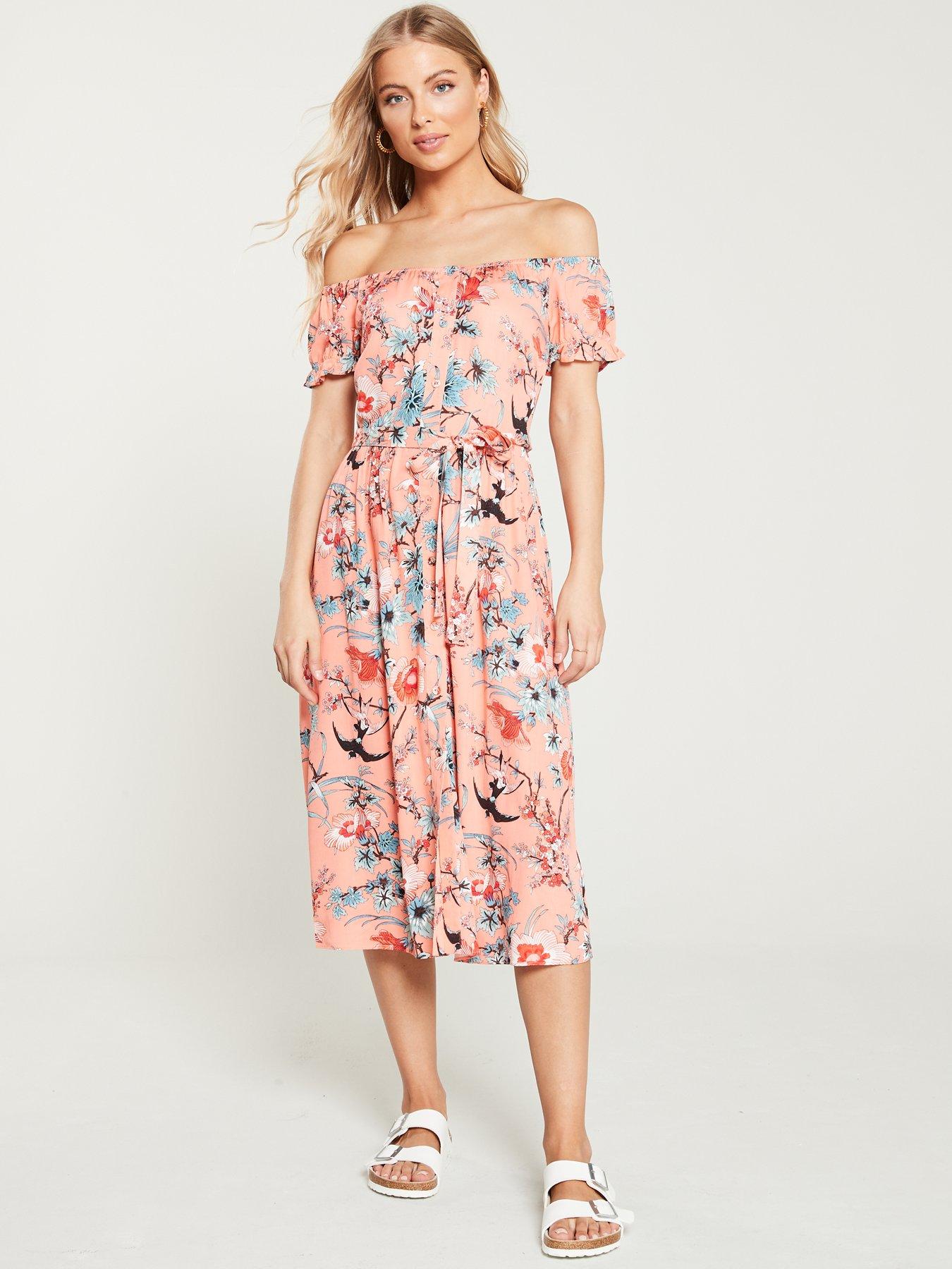 oasis floral bardot midi dress