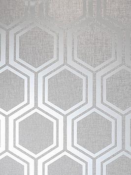 arthouse-luxe-hexagon-silver-wallpaper