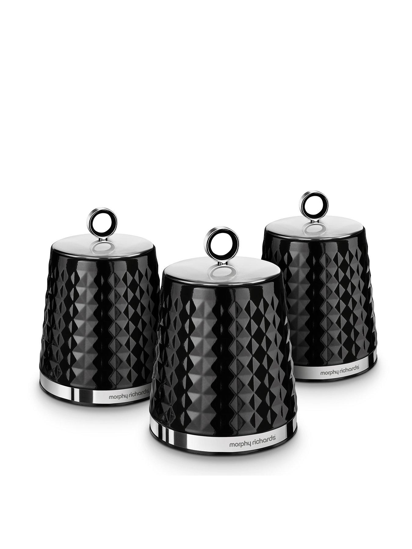 morphy richards tea coffee sugar canisters black