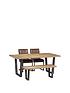 julian-bowen-brooklyn-180-cm-metal-and-solid-oak-dining-table-2-chairs-benchfront
