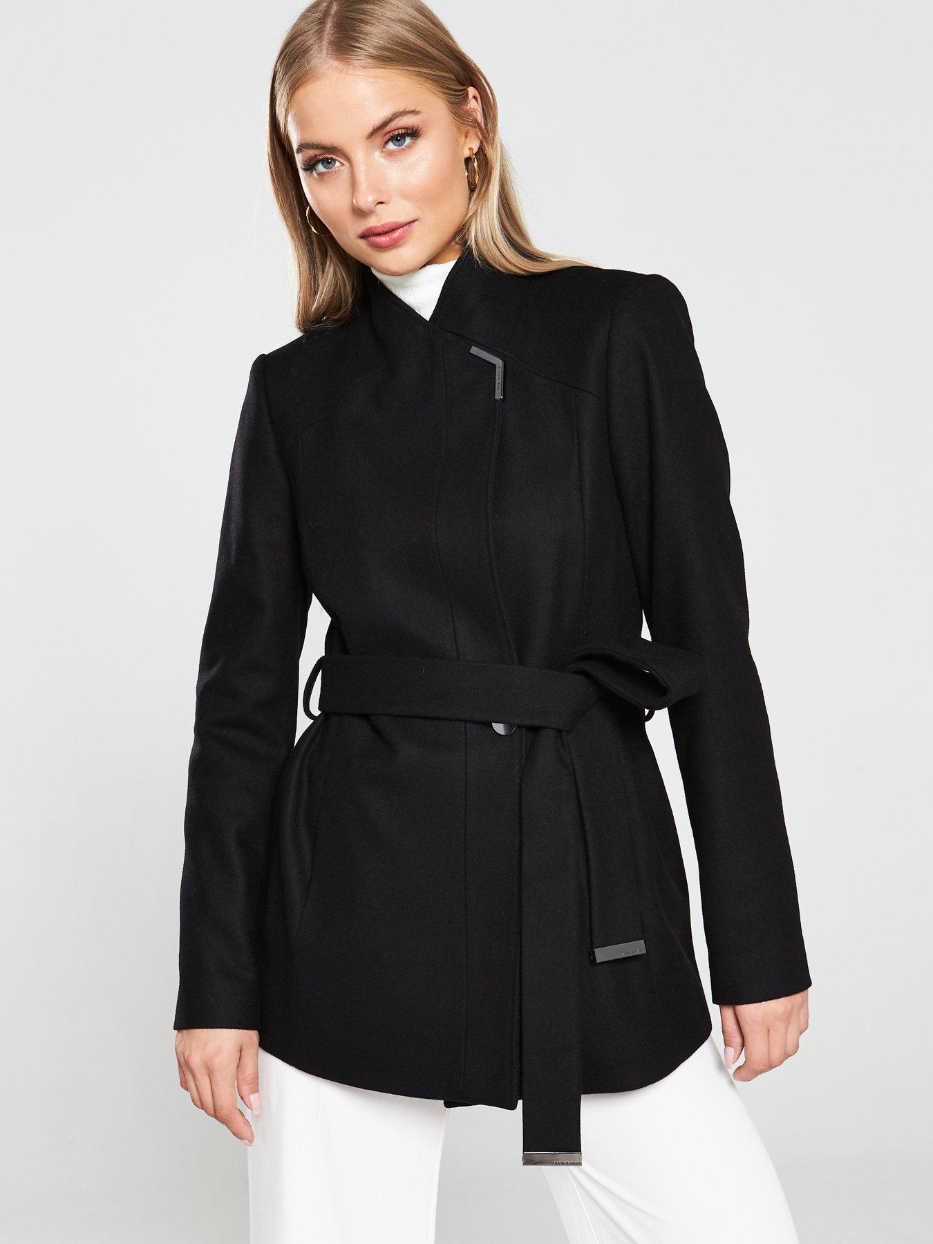 black short wrap coat