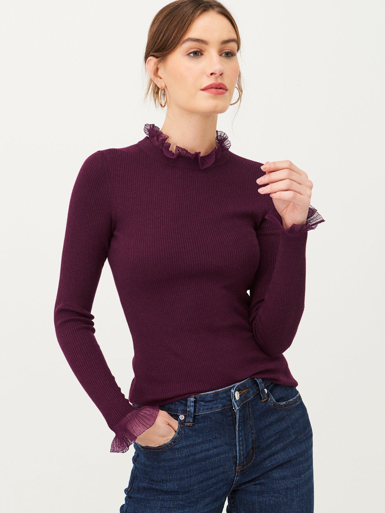Ladies Off Shoulder Chunky Knitted Peplum Jumper Womens Ruffle Frill Fancy Top