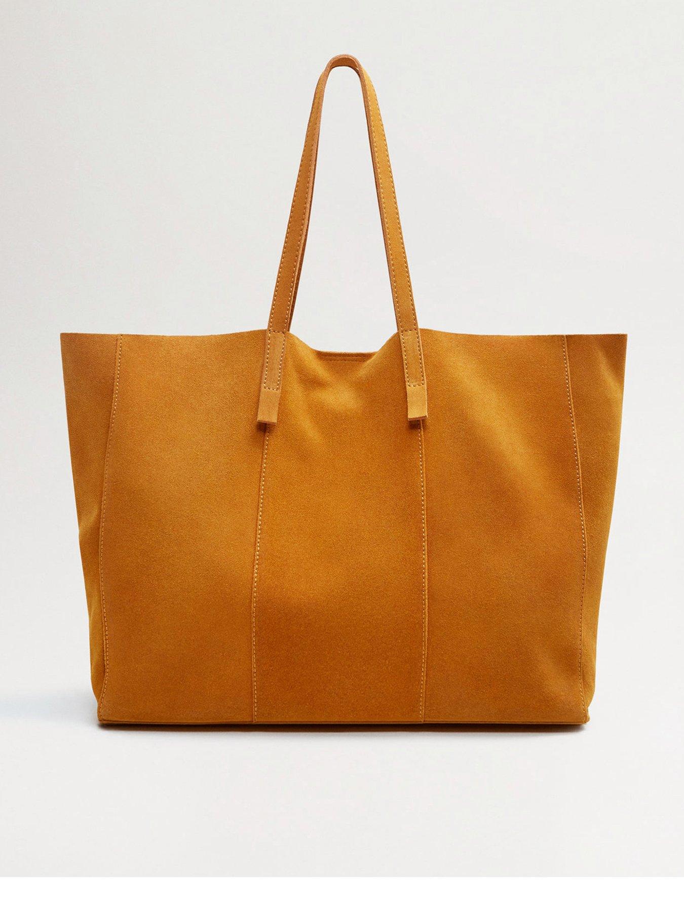 mango leather shopper bag