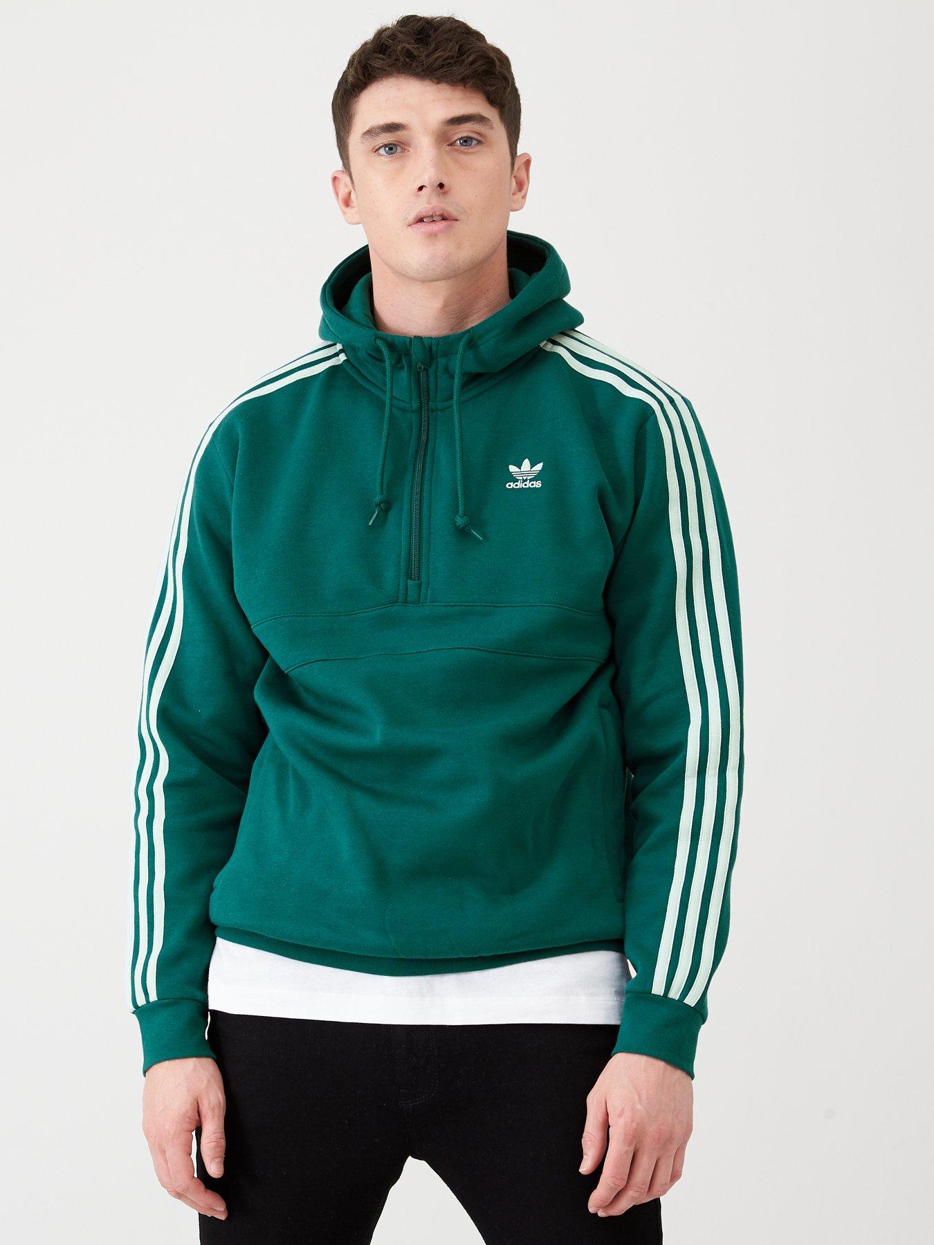 adidas originals sweatshirt with half zip in green