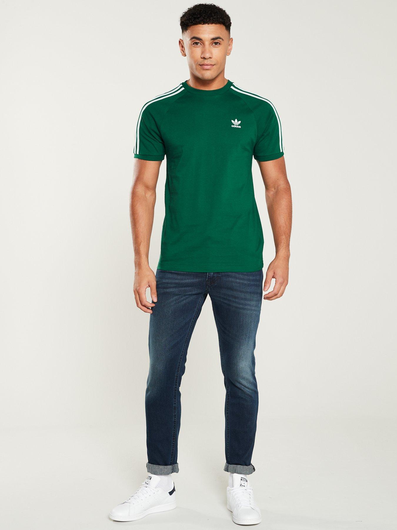 adidas originals california 3 stripe t shirt green