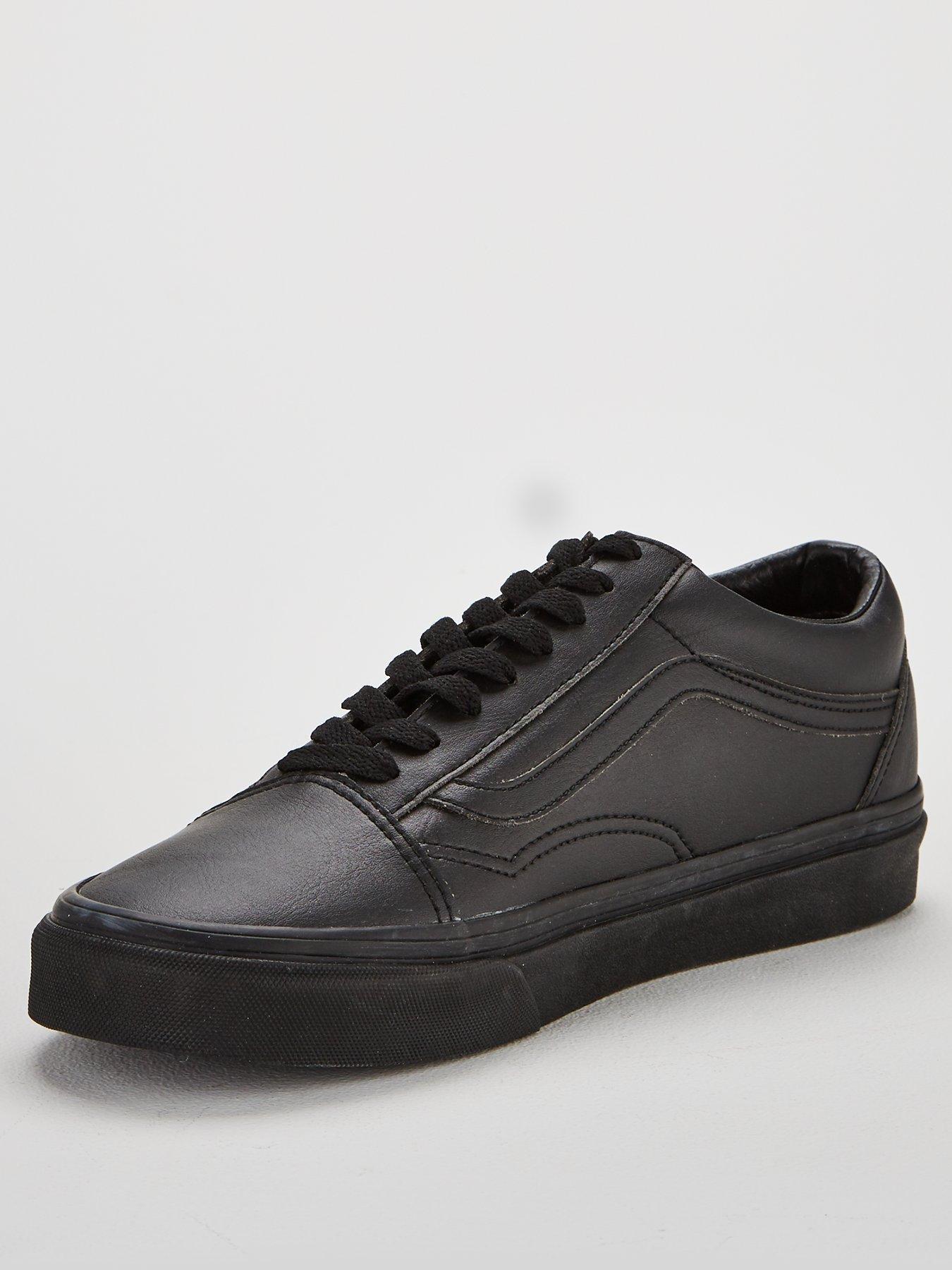 vans black leather trainers