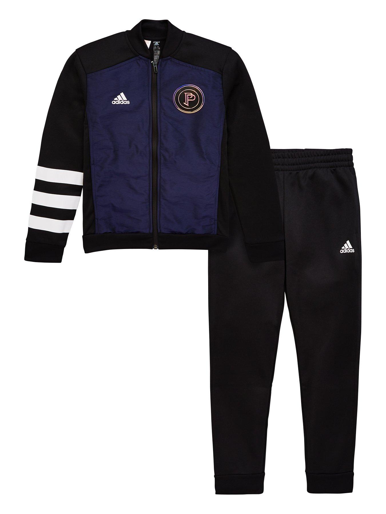 adidas black tracksuit junior