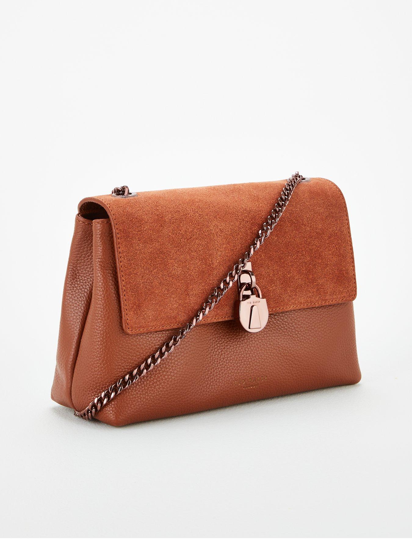 helena suede padlock cross body bag