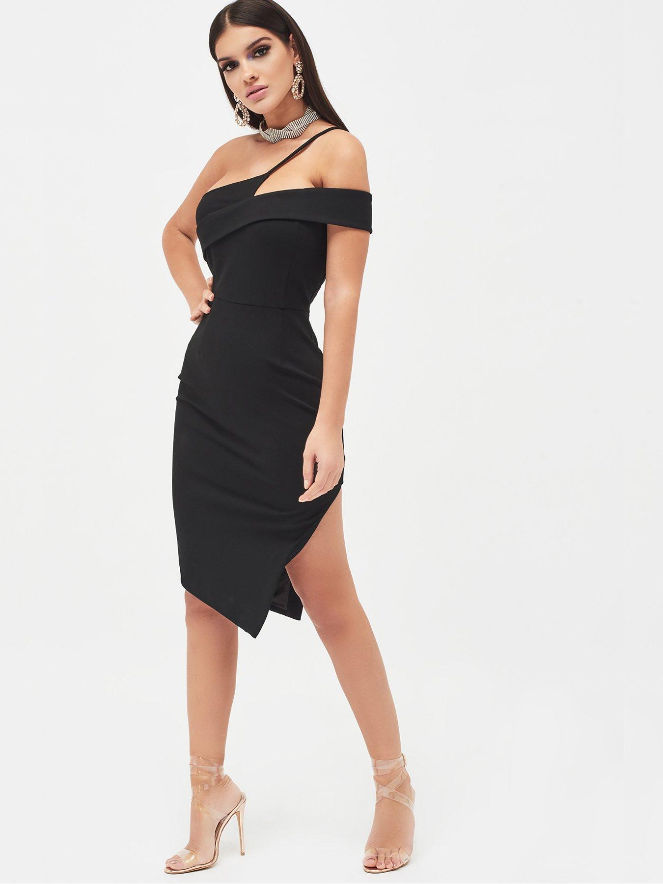 lavish alice deep plunge peplum midi dress