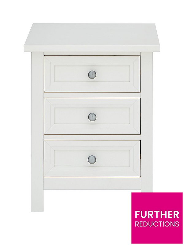 One Size Julian Bowen Maine 3 Drawer Chest SURF Pure White Lacquered Finish 