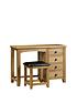 julian-bowen-marlborough-ready-assemblednbspsolid-oakoak-veneer-single-pedestal-dressing-table-and-stool-setfront