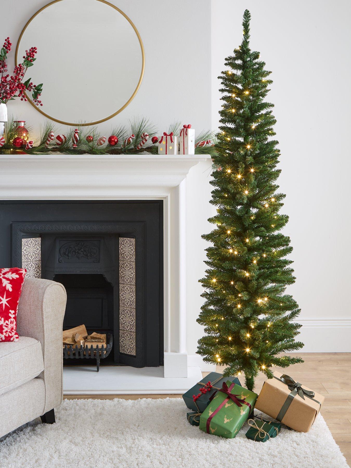 Pre-Lit Pencil Christmas Tree - 6Ft | Littlewoodsireland.ie