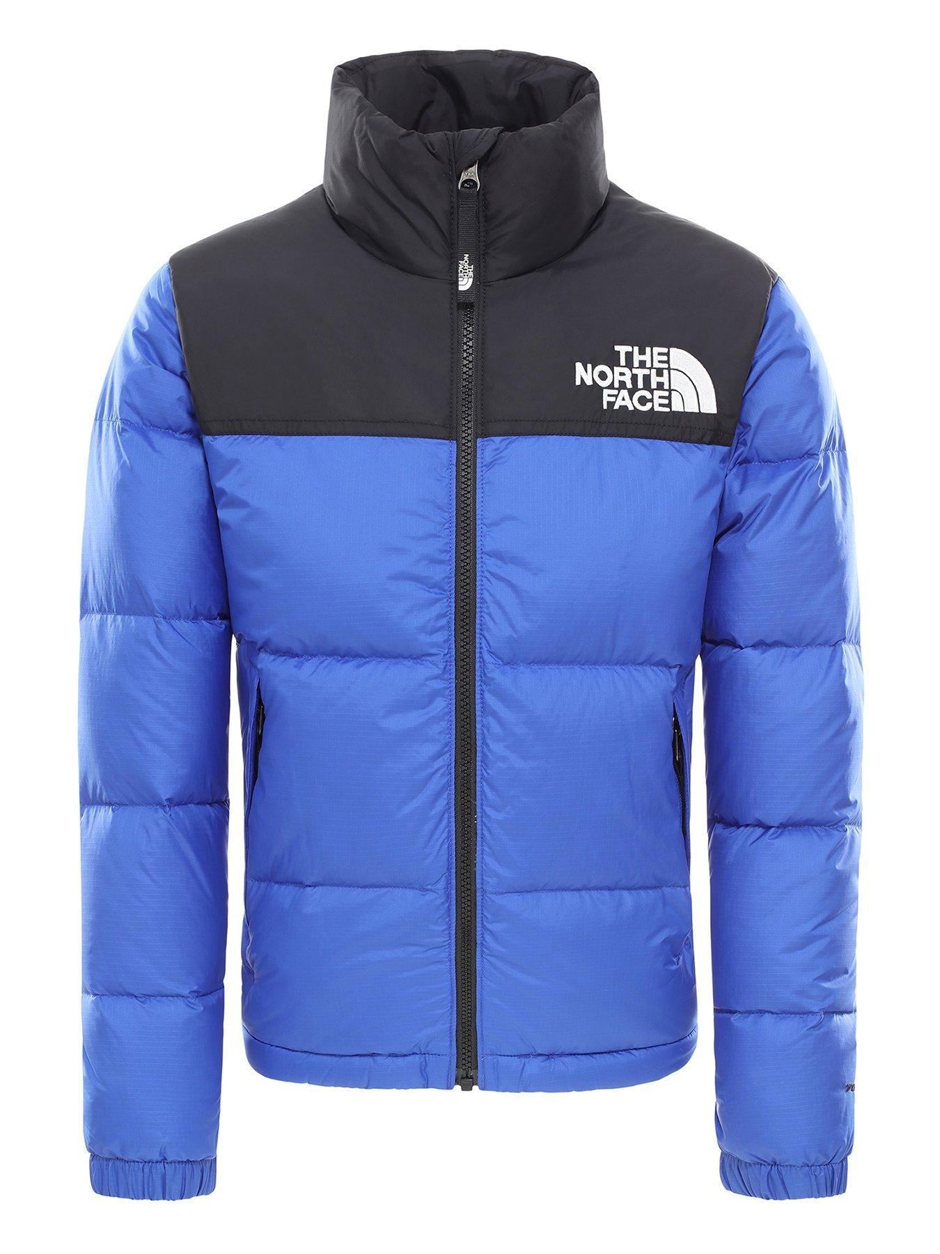 blue north face down jacket