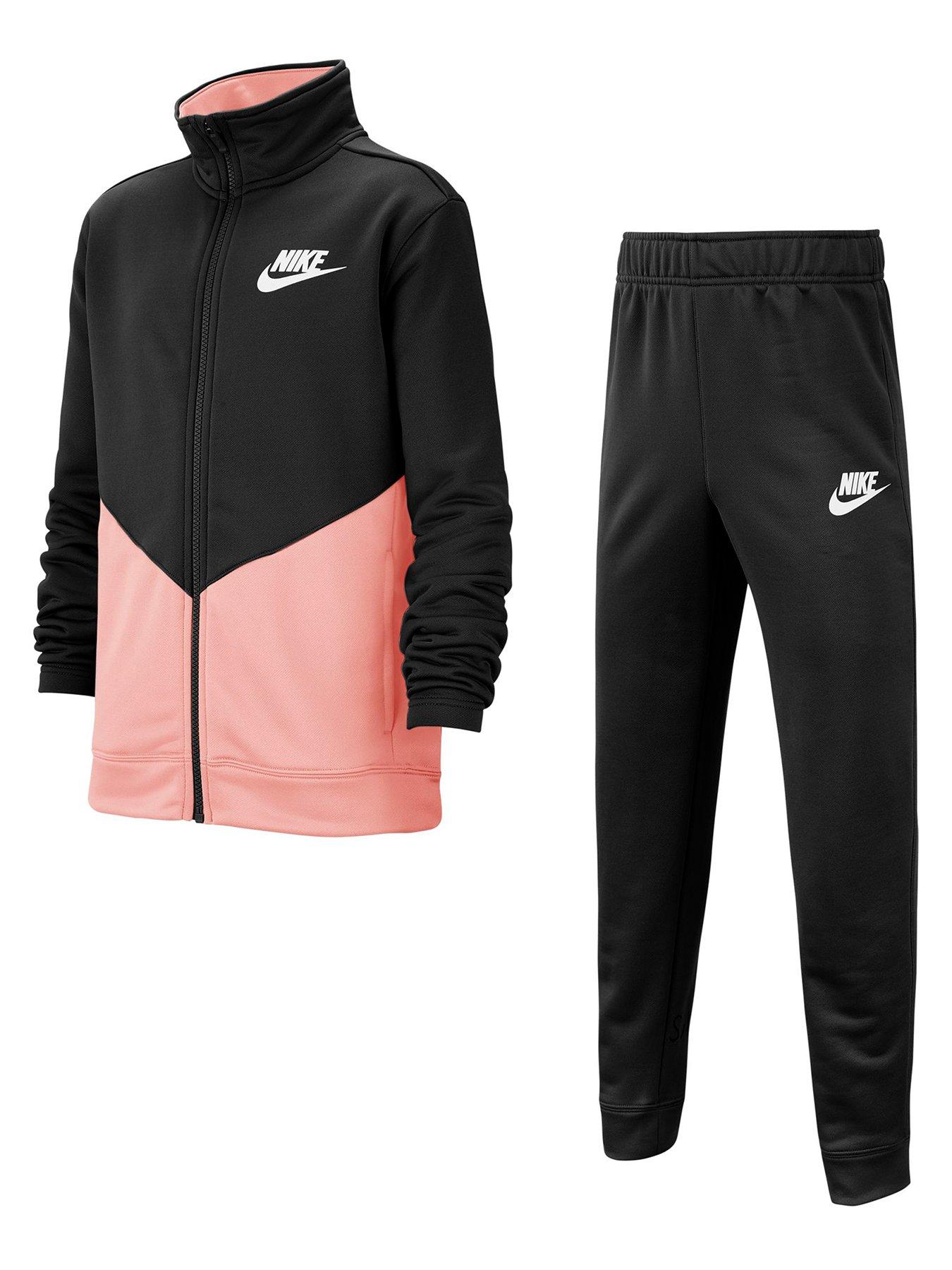 black and pink nike tracksuit