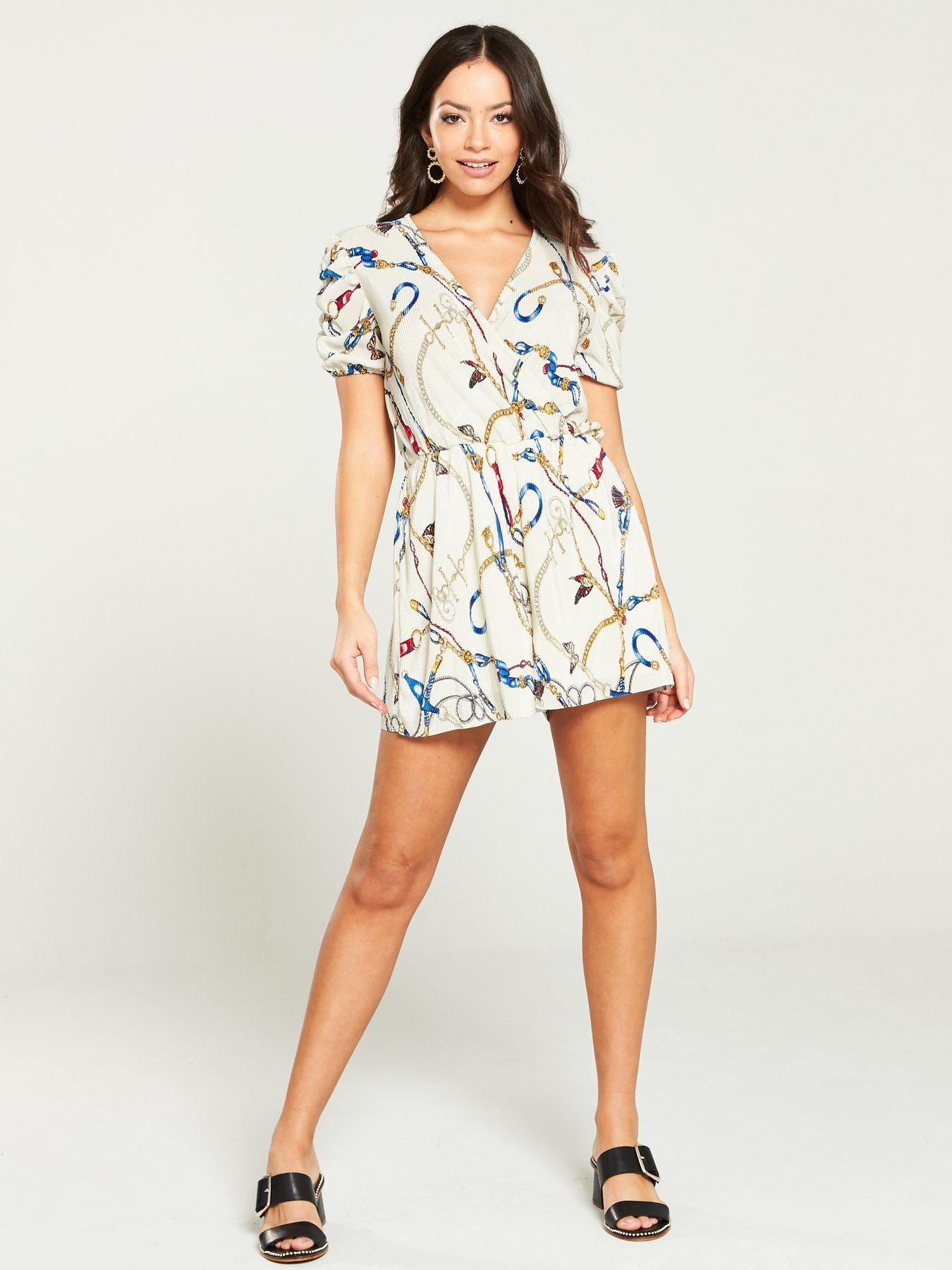 river island plisse playsuit